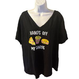 Pillow Fight black pizza fries burgers Hands off my Carbs t-shirt size 2X